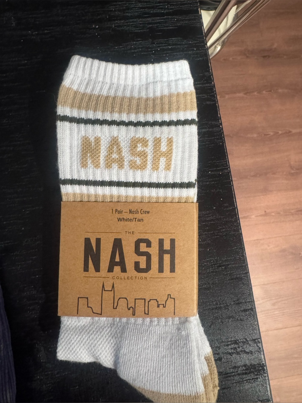 Ash Men's Crew Socks in White & Tan